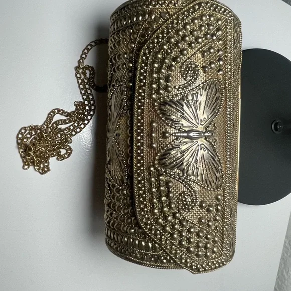 Brass Hammered Butterfly Bag - Picture 3 of 6